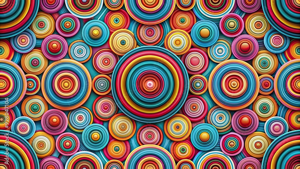 Retro buttons, raster geometric seamless mirrored pattern with colorful concentric circles, retro, buttons, raster, geometric Retro buttons, raster geometric seamless mirrored pattern with colorful concentric circles, retro, buttons, raster, geometric
