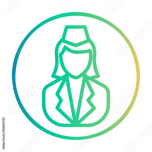 flight attendant profile Line Gradient Icon