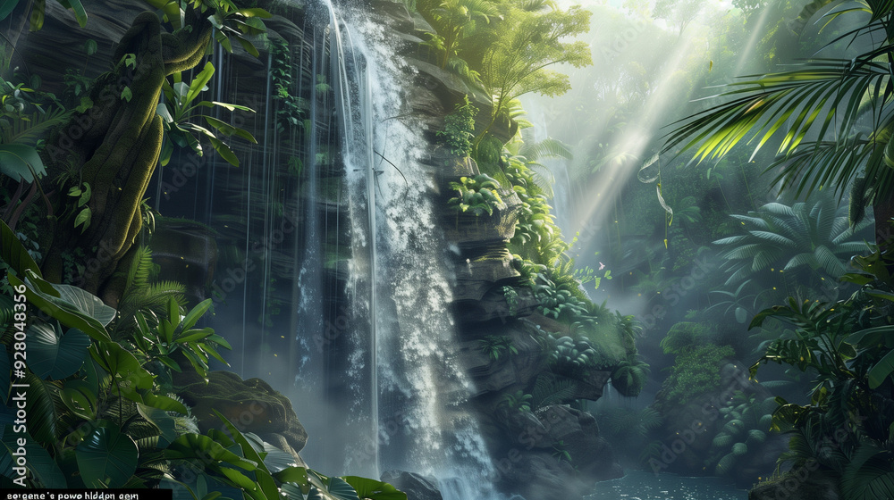 Majestic Waterfall Cascading Down a Rocky Cliff: A Towering Natural Wonder Majestic Waterfall Cascading Down a Rocky Cliff: A Towering Natural Wonder