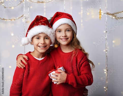 Crianças sorrindo em clima de natal