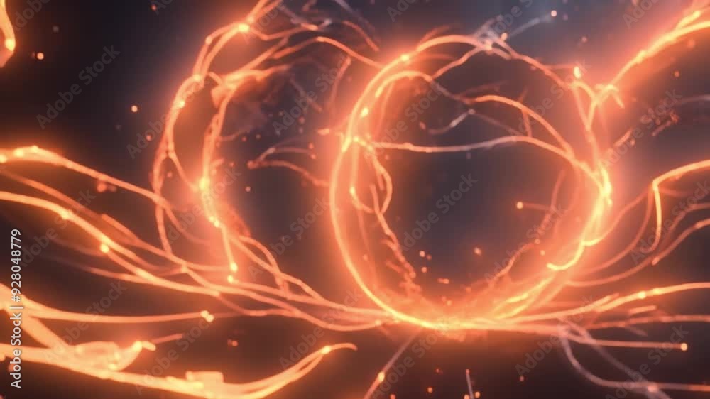 Animated intro with flying fire sparks Design an explosive background featuring dynamic, animated fire sparks in a 3D abstract style 