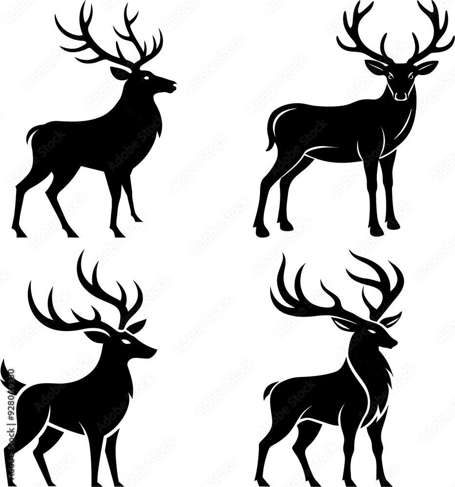 silhouette deer on white background silhouette deer on white background