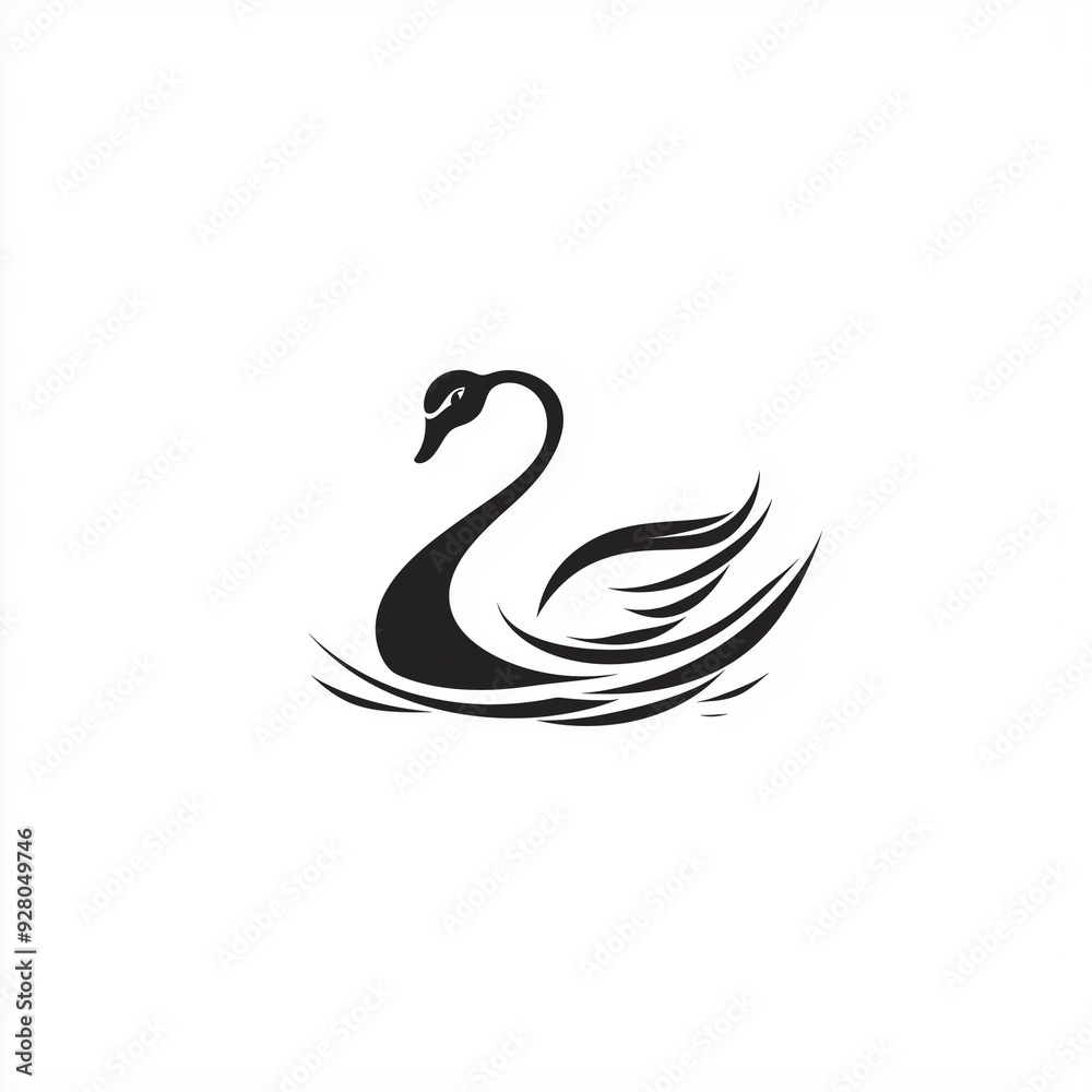 Graceful Swan Logo with Elegant Curves in a Serene Design Graceful Swan Logo with Elegant Curves in a Serene Design