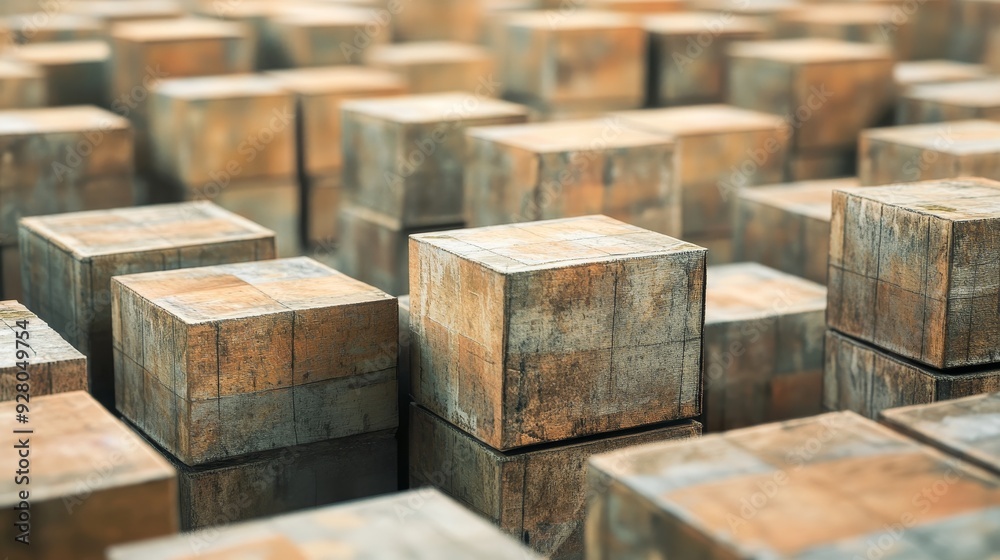 Close-up of an abstract pattern of rustic wooden blocks. Close-up of an abstract pattern of rustic wooden blocks.