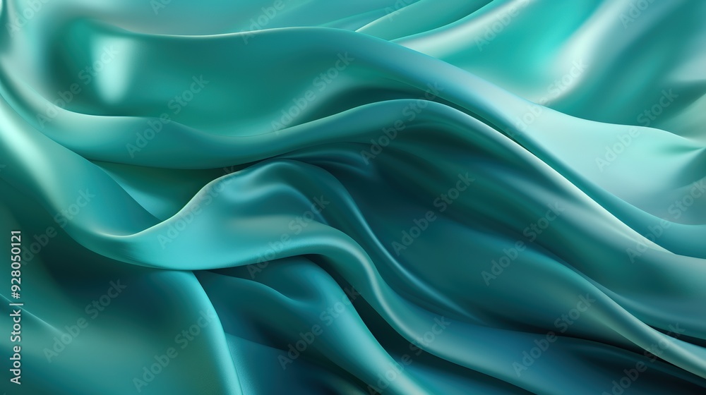 Abstract background with flowing teal fabric.