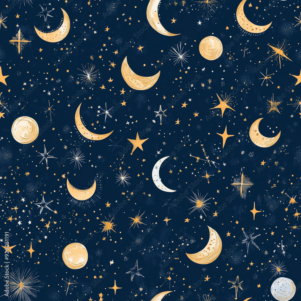seamless pattern with moon and stars seamless pattern with moon and stars