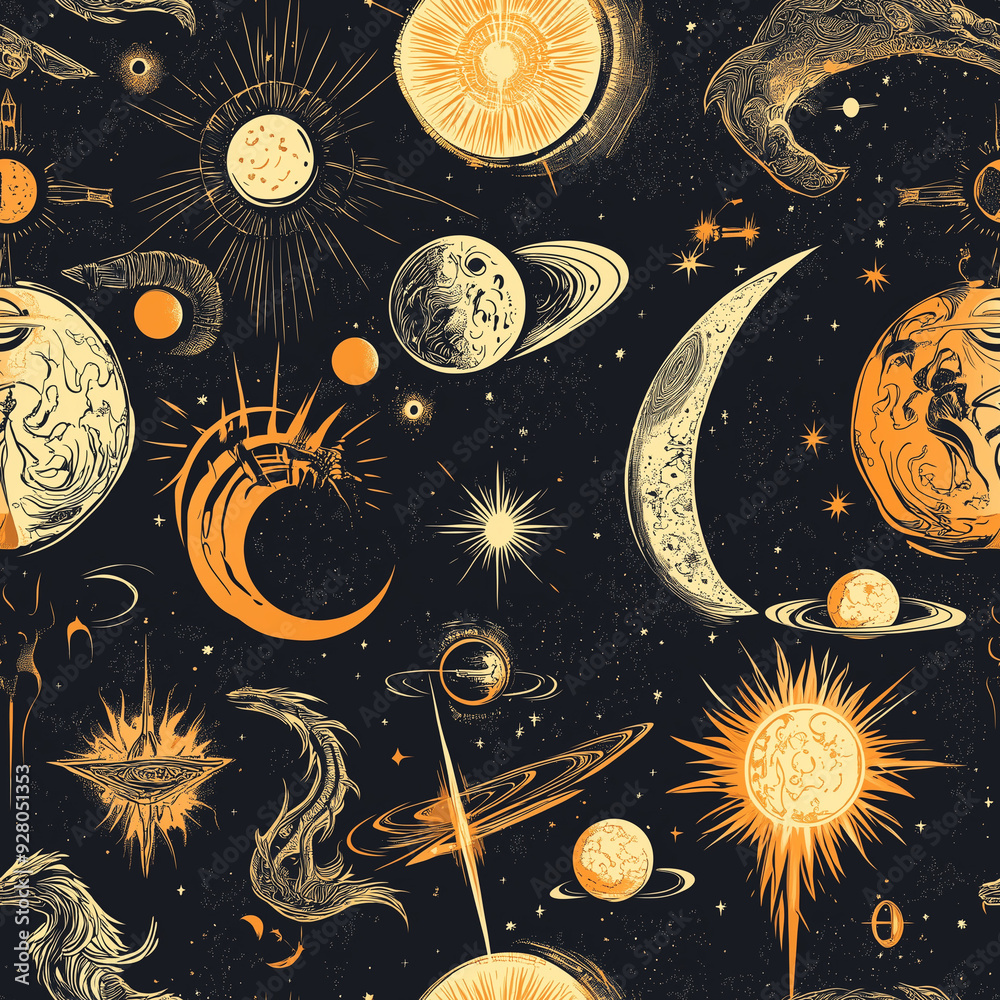 seamless pattern with stars and moon seamless pattern with stars and moon