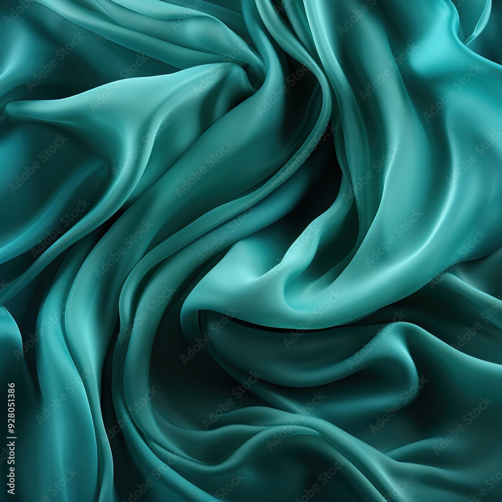 Smooth, flowing teal fabric draped in soft folds. Smooth, flowing teal fabric draped in soft folds.