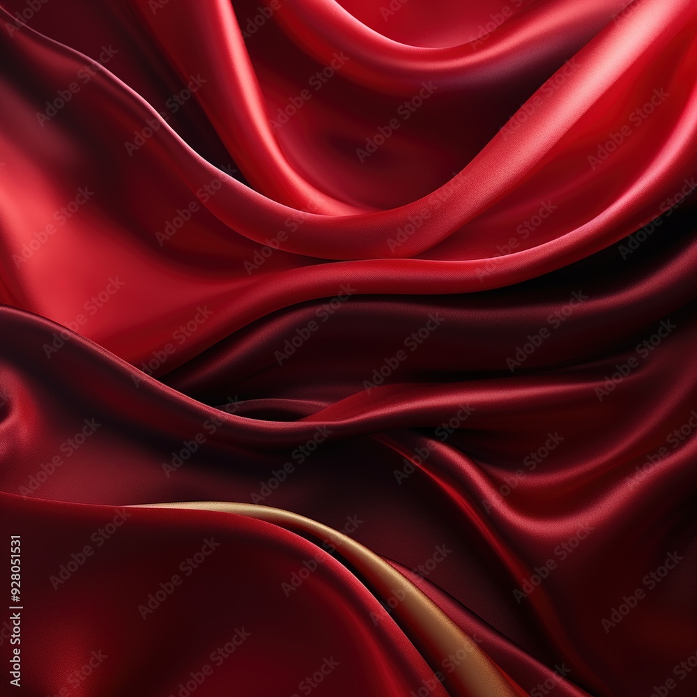 Obraz premium Smooth, red satin fabric folds and drapes in a luxurious and elegant pattern.