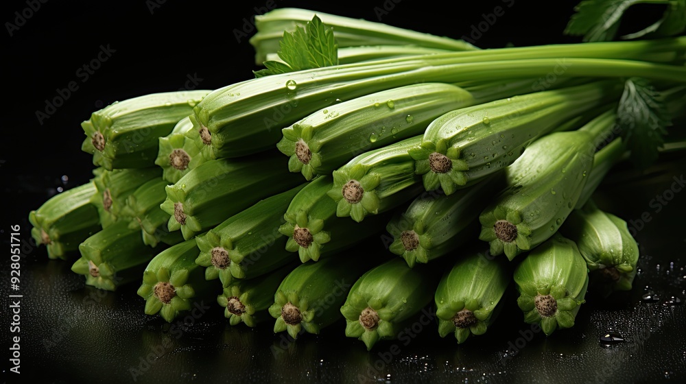 Obraz premium Group of isolated okra seeds isolated on white background. Fresh raw vegetable 