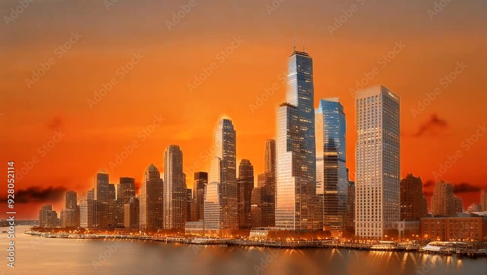 A breathtaking cityscape skyline at sunset, with skyscrapers reflecting the golden light.
A breathtaking cityscape skyline at sunset, with skyscrapers reflecting the golden light.
