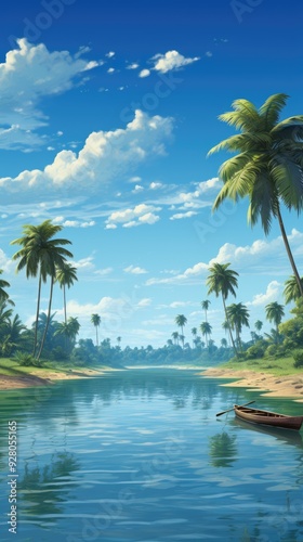 beach with palm trees