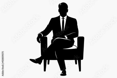 
A Professional business man sitting on chair silhouette vector illustration