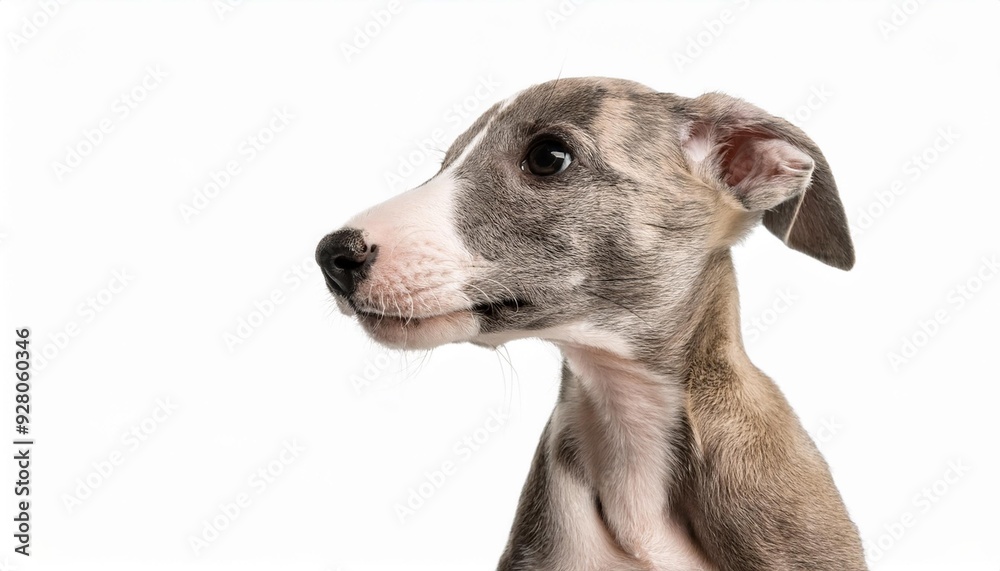 ウィペットの子犬のポートレート(Whippet puppy portrait on white background)
ウィペットの子犬のポートレート(Whippet puppy portrait on white background)
