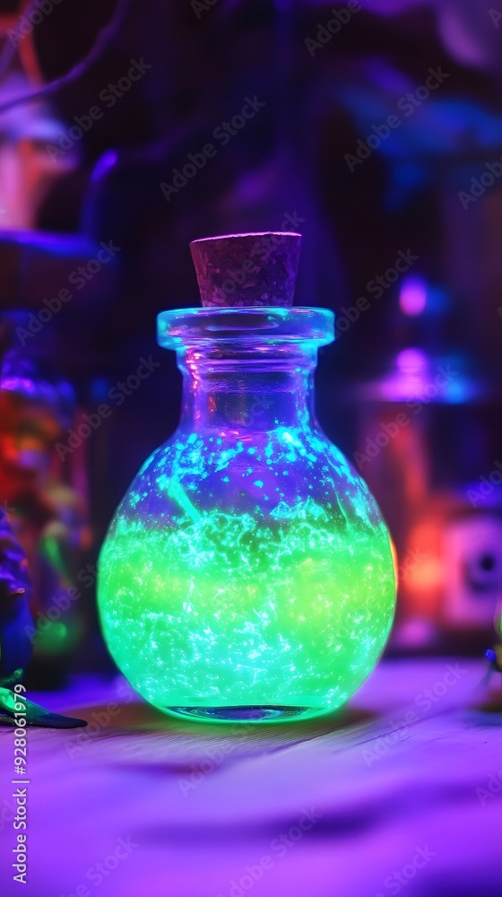 Glowing Neon Witch Potion with Magic Powers. Glowing Neon Witch Potion with Magic Powers.