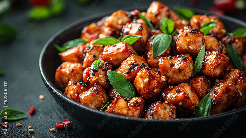 mapo tofu, showcasing the vibrant colors of the dish with a blank space on the side for text or design, inviting customization mapo tofu, showcasing the vibrant colors of the dish with a blank space on the side for text or design, inviting customization