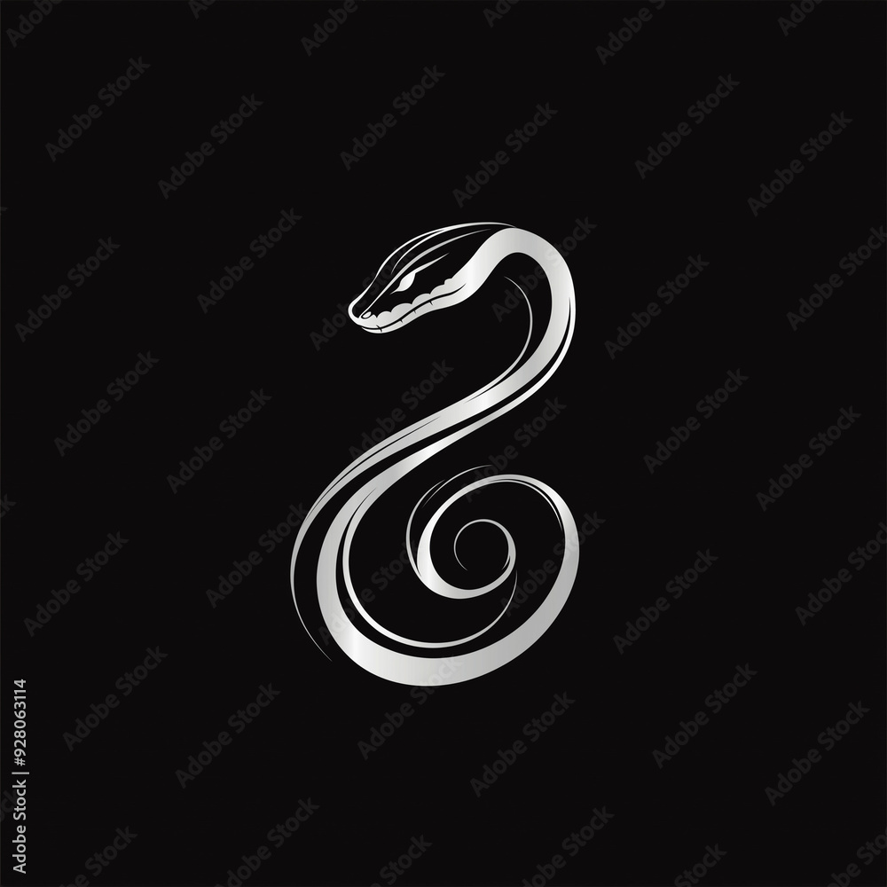 Sleek Snake Logo Featuring Sinuous Lines in a Minimalist Design Sleek Snake Logo Featuring Sinuous Lines in a Minimalist Design