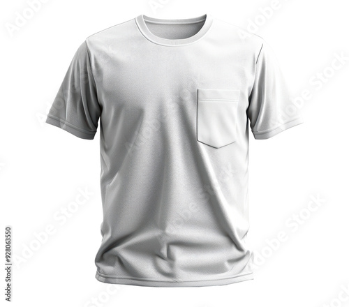 A white shirt with a pocket and a black stripe. The shirt is a solid color