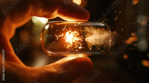 Pill Explosion in a Glass Container