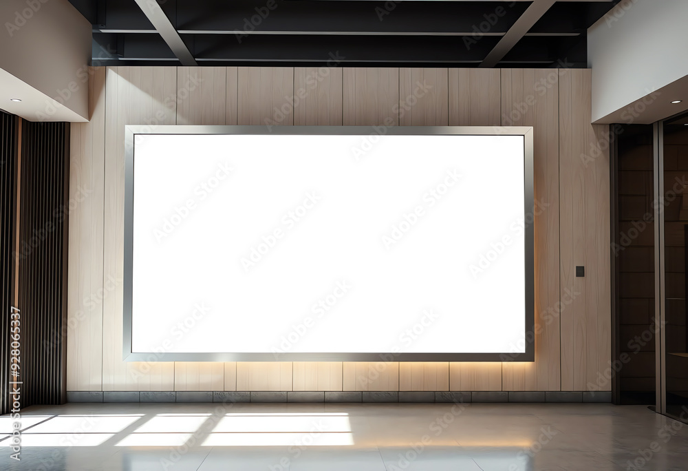 Blank modern billboard sign copy space in hall room Blank modern billboard sign copy space in hall room