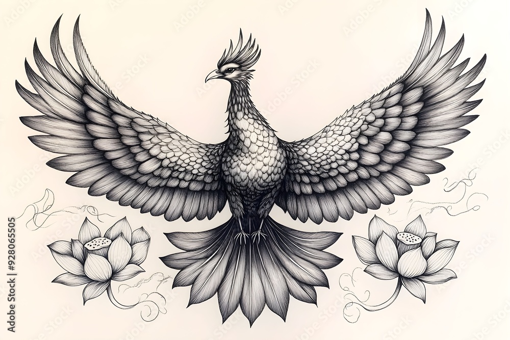 Fototapeta premium A tattoo drawing idea on a white background, featuring simple yet impactful designs. The clean lines and stark contrast create a visually striking effect, perfect for timeless and versatile artwork.