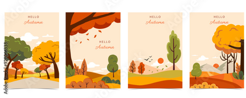 autumn background with beautiful natural scene for a4 vertical design