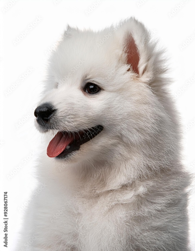 笑顔のサモエドの子犬のポートレート(Portrait of a smiling Samoyed puppy on white background)
笑顔のサモエドの子犬のポートレート(Portrait of a smiling Samoyed puppy on white background)