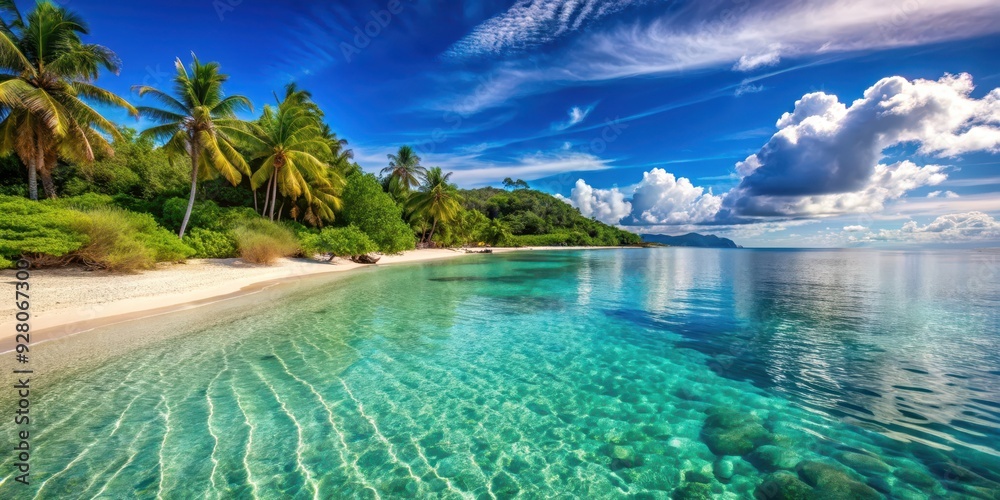 Serene beach with crystal clear waters, perfect for relaxation and rejuvenation, beach, serene, tranquil, clear water Serene beach with crystal clear waters, perfect for relaxation and rejuvenation, beach, serene, tranquil, clear water