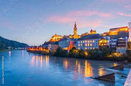 Burghausen downtown city skyline, cityscape of Germany