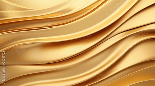 Abstract Golden Waves Background with Smooth Curves and Luxurious Metallic Texture