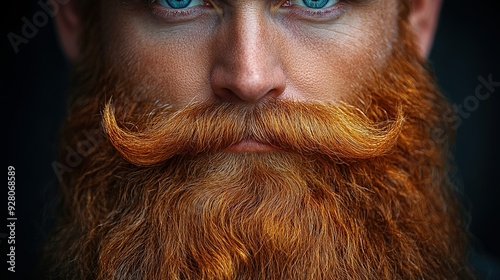 Close-up of a Man's Red Beard and Mustache photo