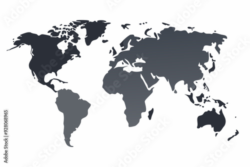 
Grey world map with borders of states. Isolated world map on white background. Vector illustration.

