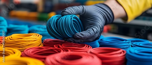 This image portrays the manufacturing process of synthetic elastomers highlighting the intricate steps involved in creating durable flexible and versatile materials photo