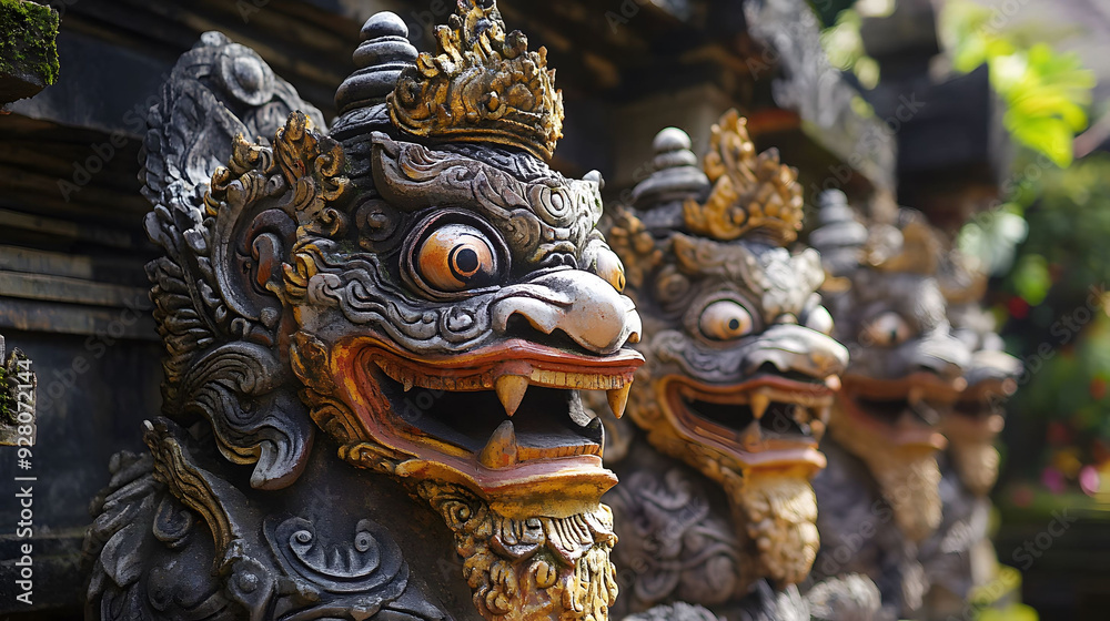 Balinese demon statues in Ubud Palace, Bali Balinese demon statues in Ubud Palace, Bali