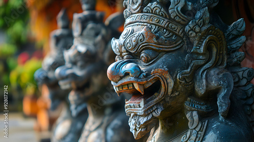 Balinese demon statues in Ubud Palace, Bali