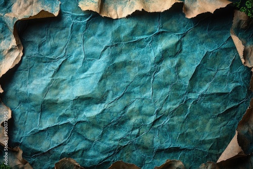 Wallpaper Mural A crumpled blue paper with brown edges. A textured background ideal for creating a vintage, rustic, or aged look for your project. Torontodigital.ca
