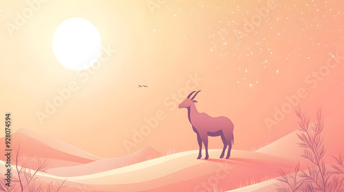 Gradient eid al-adha background with goat