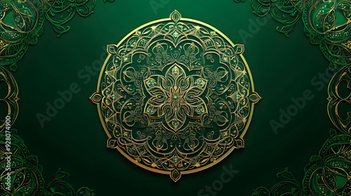 Green islamic background with mandala