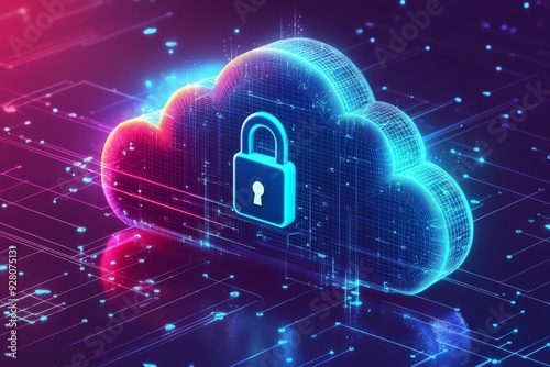 Wallpaper Mural Illustration of Cloud Security Services Technology created with Generative AI Torontodigital.ca