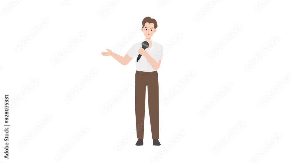 Businessman Holding A Microphone