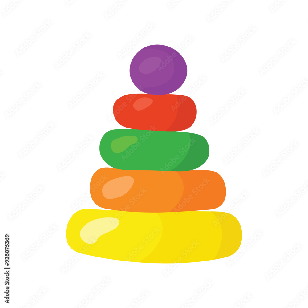 Isolated illustration of a baby pyramid game. Colorful rings toy for brain train Isolated illustration of a baby pyramid game. Colorful rings toy for brain train