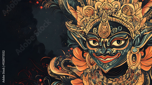 Hand drawn indonesian traditional gunungan wayang poster template