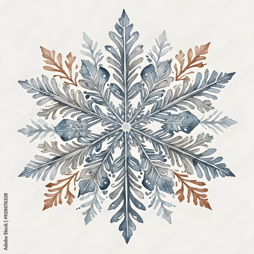 Christmas snowflake clipart, with intricate designs, watercolor illustration, soft neutral colors, isolated on white background Christmas snowflake clipart, with intricate designs, watercolor illustration, soft neutral colors, isolated on white background