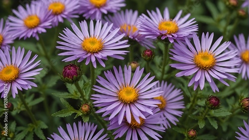 closeup of aster flowers