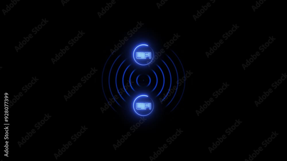 Wireless icon royal blue color Animation. abstract beautiful wifi animation on black background 4k video. Wireless icon royal blue color Animation. abstract beautiful wifi animation on black background 4k video.