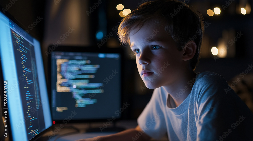 Boy testing code on a device Generative AI is making its way into the programming world through AI code assistants Boy testing code on a device Generative AI is making its way into the programming world through AI code assistants