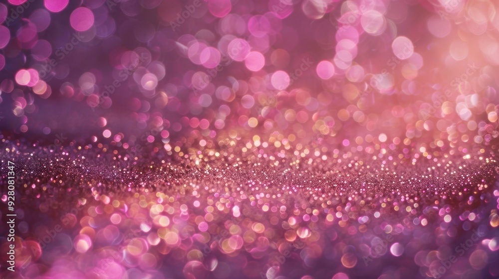 An abstract background featuring glittering pink bokeh lights, perfect for creating a dreamy and romantic atmosphere.