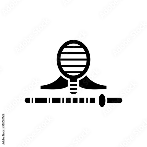 Two crossed wooden training swords for kendo and protective helmet.kendo japanese martial arts, editable design icon vector illustration. Perfect for web and app interfaces, infographics, etc.