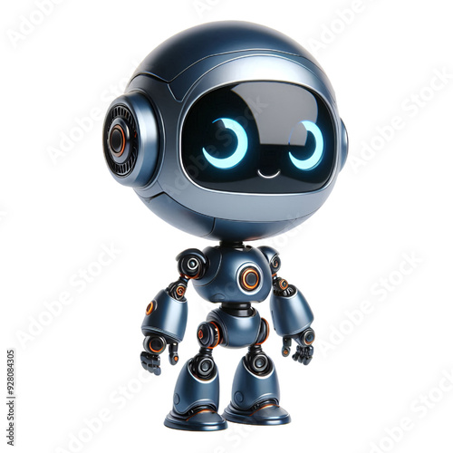 cutout robot showing expressions isolated on transparent background