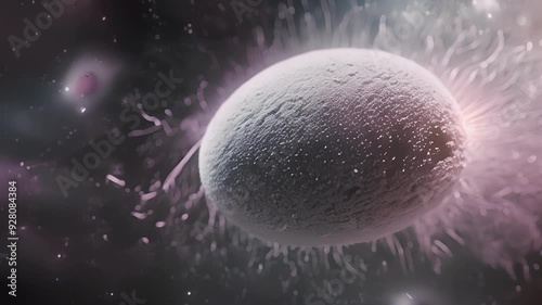 An enlarged view of a cell in metaphase with the chromosomes aligning at the equator of the cell before being pulled apart. photo